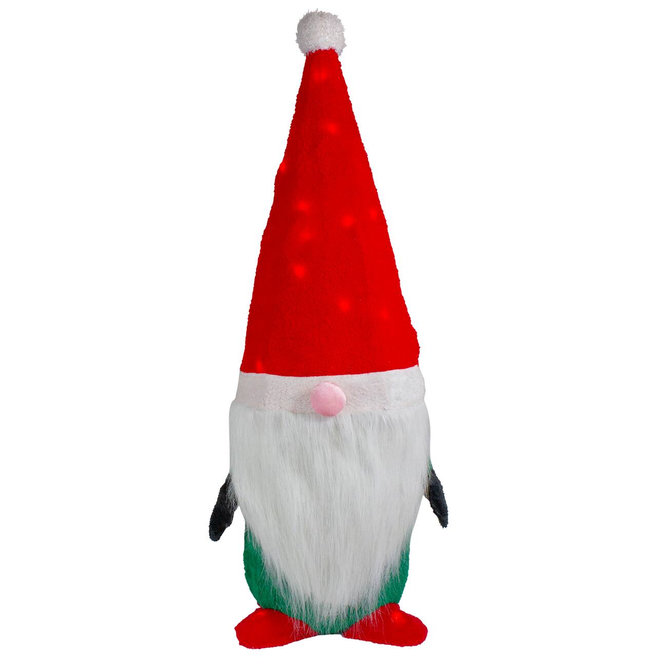 35" Lighted Red & Green Christmas Gnome Yard Decoration